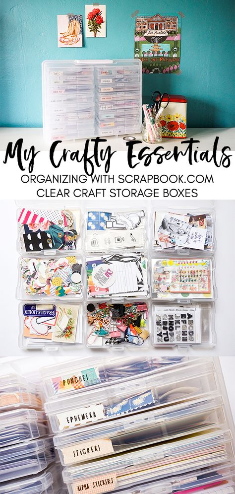 Notebook Paper Storage, Scrapbooking Supplies Organization, Card Making Craft Room Storage Ideas, Paper Craft Storage, Craft Essentials List, Scrapbook Essentials, Organize Scrapbook Supplies, Organizing Scrapbook Supplies, How To Organize Scrapbook Supplies