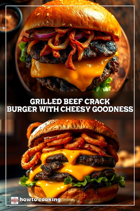 Satisfy your cravings with this delicious Grilled Beef Crack Burger! 🥩🍔 Loaded with cheesy goodness and a special coffee rub, this burger is perfect for any occasion. Try this recipe for the juiciest cheeseburger you'll ever make! Don't miss out on the best burger experience—save this for later! #CheesyBurgerRecipes #FancyBurgersIdeas #JuicyCheeseburger #BeefAndPorkBurgers #GrilledBurger Beef And Pork Burgers, Fancy Burgers, Coffee Rub, The Best Burger, Special Coffee, Grilled Beef, Cheese Salad, Green Tomatoes, Good Burger