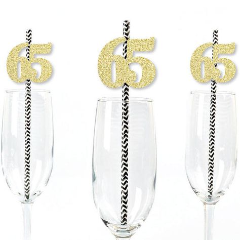 Gold Glitter 65 Party Straws - No-Mess Real Gold Glitter Cut-Out Numbers Gold Glitter Party, Gold Glitter Paper, Gold Straws, Straw Decorations, 25th Birthday Parties, 20th Birthday Party, 21st Party, Party Straws, 80th Birthday Party