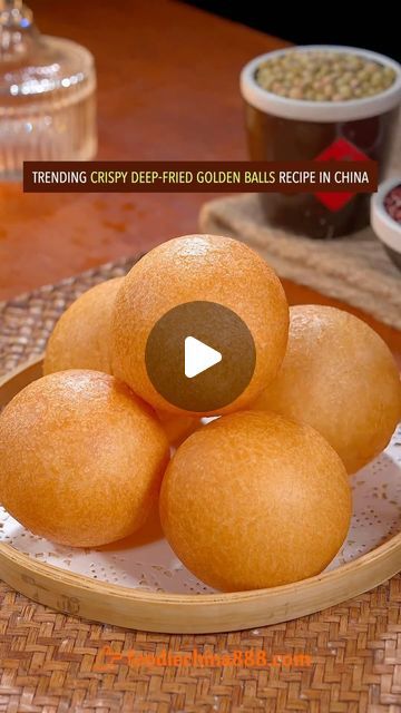 Wayne Shen on Instagram: "Trending crispy deep-fried golden balls recipe in China. Do you want to try? #recipe #cooking #chinesefood #dessert #snack #dimsum #comfortfood #crispy" Sesame Balls Recipe, Fried Balls, Almond Jelly, Dim Sum Recipes, China Food, Sweet Meat, Balls Recipe, February 15, Fried Food