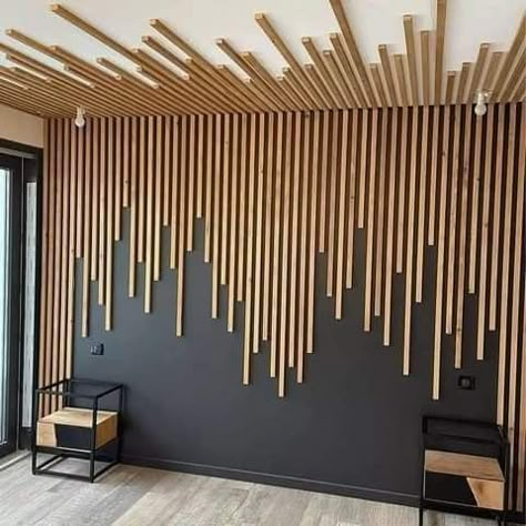 Interior Accent Wall, Wood Slat Wall, Interior Wall Design, Studio Apartment Decorating, Slat Wall, Wooden Slats, Diy Furniture Couch, Couch Furniture, Interior Wall