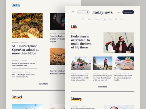 todaynews - Portal News Landing Page by Andri Prasetia for SLAB Design Studio on Dribbble Blog Layout Design, News Website Design, News Web Design, Directory Design, Ui Design Website, Modern Web Design, Blog Layout, Website Design Layout, Web Layout Design