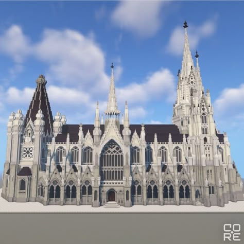 Minecraft Cathedral Ideas, Gothic Cathedral Minecraft, Minecraft Gothic Cathedral, Minecraft Cathedral Blueprints, Minecraft Castle Roof, Gothic Architecture Minecraft, Cathedral Concept Art, Minecraft Castle Blueprints Layout Floor Plans, Dragon Stables