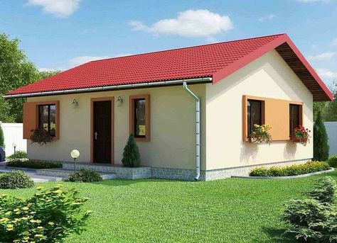 Low Cost House Plans, Small Cottage Designs, Small House Architecture, Home Designs Exterior, House Plan With Loft, Low Cost Housing, Simple House Design, Small House Design Plans, Village House Design