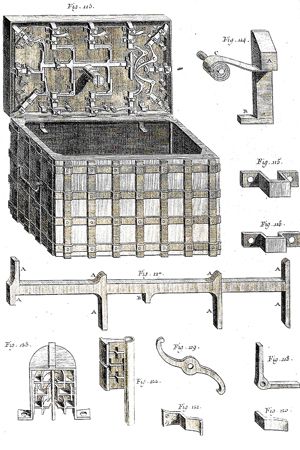 Eighteenth-century money chests - Money chests - Historical locks Metal Chest, Antique Shelves, Vault Doors, Cool Lock, Trunks And Chests, Box Chest, Antique Keys, Dyi Projects, Hidden Door