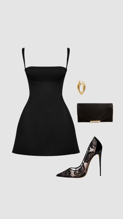 Fashion Outfits Fancy, Black Dress Outfit Party, Black Dress Outfit, Money Dress, Outfit Party, Classy Shoes, Night Out Outfit, Looks Chic, 2024 Fashion