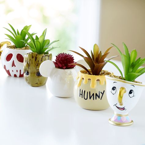 Disney Succulent Pots for Houseplants Disney Planters Diy, Diy Disney Room Decor, Disney Office Decor Ideas, Disney Inspired Room Decor, Disney Terra Cotta Pots, Disney Diy Crafts Room Decor, Disney Home Ideas, Disney Plant Pots, Disney Flower Pots