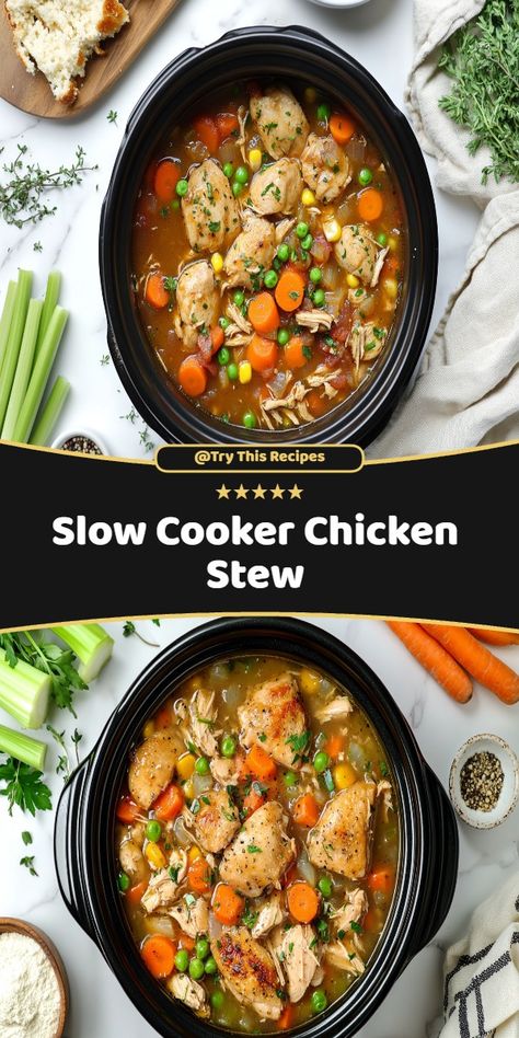 slow cooker chicken stew, crockpot chicken stew, easy chicken stew recipe, hearty chicken stew, comfort food stew, one-pot chicken stew Crockpot Chicken Stew, Slow Cooker Chicken Stew, Chicken Stew Recipe, Hearty Stew, Stew Chicken Recipe, Fluffy Rice, Chicken Slow Cooker Recipes, Hearty Stews, Stew Recipe