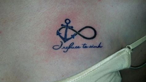 I refuse to sink by ~missjean on deviantART Navy Anchor Tattoos, Naval Tattoos, Marine Tattoos, Rope Tattoo, Navy Tattoos, Marine Tattoo, State Tattoos, I Refuse To Sink, Infinity Symbol Tattoo