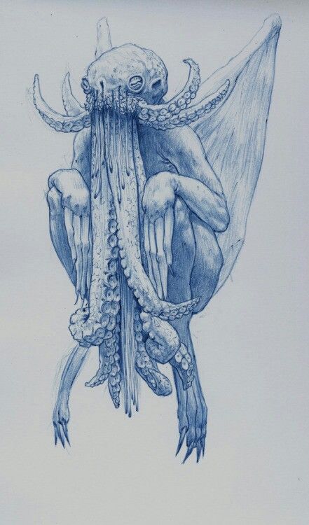 Young Cthulhu Cthulhu Sketch, Cthulhu Mythos, Model Reference, Cosmic Horror, 다크 판타지, Monster Design, Creature Concept Art, Arte Fantasy, Monster Art