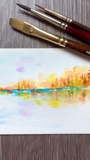 Professional Art Supplies, Learn Watercolor Painting, Watercolor Art Landscape, Watercolor Paintings Nature, Art Tutorials Watercolor, Watercolor Video, Watercolor Paintings For Beginners, Instagram Autumn, Watercolor Lessons