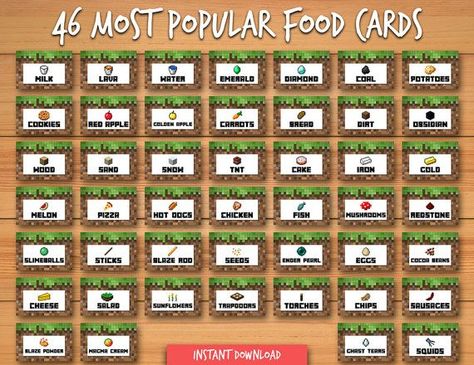 Minecraft Food Labels Free, Minecraft Food Printables, Minecraft Food Tents, Minecraft Printables Free, Minecraft Party Food, Diy Minecraft Birthday Party, Minecraft Food, Minecraft Printables, Minecraft Theme