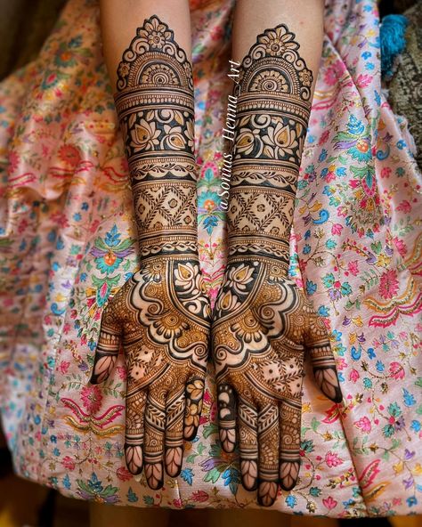 Back to the busy Bridal season with my signature bridal design and some traditional designs, so stay tuned @sonias_henna_art 🤍 . Just curious to know - Would you like to see more Floral Henna or Traditional henna? . 🤔 #BridalHenna #torontoHenna Floral Henna Designs Bridal, Bridal Henna Designs Indian Weddings, Bridal Henna Designs Modern, Wedding Mehendi Designs, Mendi Night, Henna Designs Bridal, Mendhi Ideas, Mehendi Practice, Mehandi Bridal