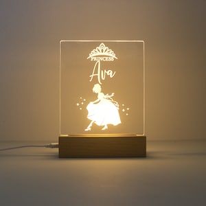 Personalised princess name sign. Light up LED frame name | Etsy Laser Cut Lamps, Use Of Capital Letters, Engraved Acrylic, Bedroom Night Light, Led Lamps, Interior Modern, 3d Laser, Led Sign, Christmas Scene