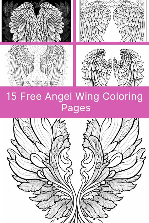 If you're looking for a beautiful angel wings coloring page, we've got you covered! Here are 15 different printable pages for you to do some angel wing coloring :) Angel Stencil Templates, Printable Angel Wings Templates, Angel Wings Template Free Printable, Free Angel Printables, Angel Wing Patterns Free Printable, How To Draw Angel Wings, Angel Wing Stencil, Angel Wings Printable, Angel Wings Stencil