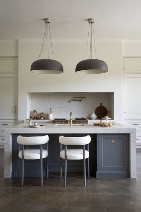 15 Modern Kitchen Island Ideas Interior Designers Swear By Oversized Dome Pendant Light, Modern Kitchen Island Ideas, Oversized Island, Functional Kitchen Island, Storage Seating, Dome Pendant Light, Glass Front Cabinets, Modern Kitchen Island, Kitchen Counter Decor