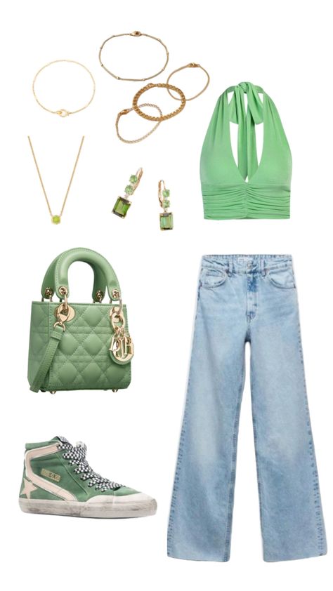 #outfitinspo #green #preppy #preppystyle #ootd #fashion #style #preppystyle Preppy Green Bag For Everyday Use, Preppy Green Pleated Skirt, Preppy Green Top For Summer, Green Outfit Preppy, Preppy Green Short Sleeve Tops, Preppy Green, Green Preppy, Preppy Inspo, Green Outfits