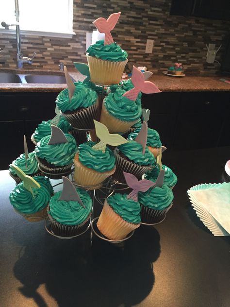 Mermaid and shark party! Mermaid And Sharks Birthday Party, Shark And Mermaid Party, Shark Mermaid Birthday Party, Mermaid Shark Birthday Party, Shark And Mermaid Cake, Sharks And Mermaids Birthday Party, Twins First Birthday Theme, Mermaid And Shark Birthday Party, Shark And Mermaid Birthday Party