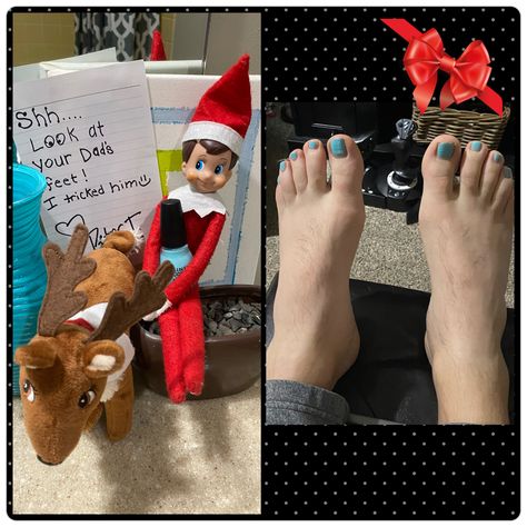 Elf Paints Dads Toe Nails, On The Shelf, Toe Nails, Elf On The Shelf, Elf, Shelves, Nails