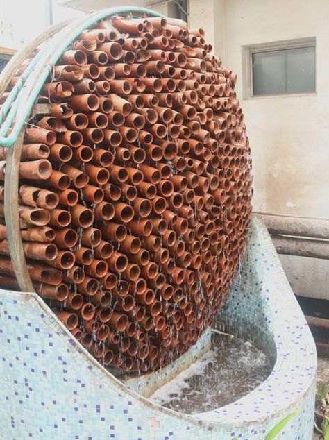 This Innovative Cooling Installation Fights Soaring Temperatures in New Delhi,© S. Anirudh Natural Air Conditioner, Diy Generator, Passive Cooling, Passive Solar, Earthship, Low Tech, Brick Design, Air Conditioning System, Cooling System