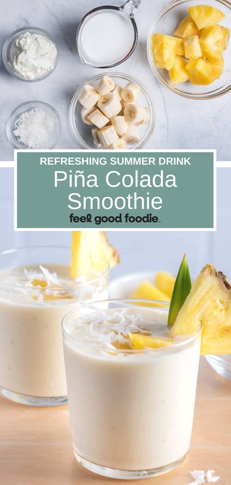 How To Use Coconut Milk Recipes, Coconut Milk Drinks Healthy, Banana Pina Colada Recipe, Coconut Banana Smoothie, Banana Coconut Smoothie Recipe, Piña Colada Smoothie, Virgin Pina Colada Smoothie Recipes, Pina Colada Smoothie Healthy, Pina Colada Breakfast Smoothie