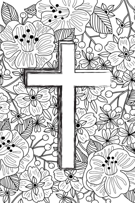 Easter Colouring Pages Christian, Biblical Coloring Pages Free Printables, Christian Colouring Pages For Adults, Cross Coloring Sheet, Christian Easter Coloring Sheets, Christian Color Pages, Easter Cross Coloring Pages, Bible Colouring Pages For Adults, Easter Adult Coloring Pages