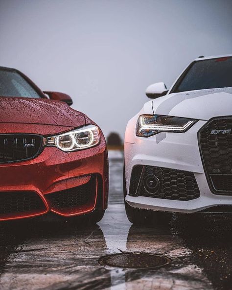 BMW vs Audi! Which side do you choose? #luxuryspeak #bmw #m4 #audi #rs6 #class #racing #drift #red #White #fourrings #sign #love #front  Shared by Motorcycle Clothing - Two-Up Bikes www.twoupbikes.co.uk   #motorcycleclothing #Rayven #RayvenClothing #motorcycletrousers #leatherjackets E60 Bmw, Bmw Tuning, Lamborghini Veneno, 535i Bmw, M5 Bmw, E36 Bmw, X5 Bmw, M3 Bmw, Pagani Huayra