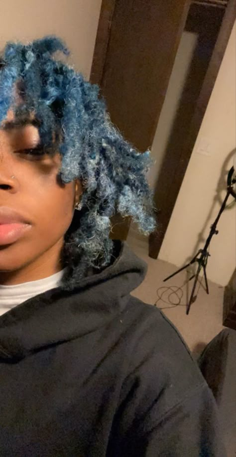 Dark Blue Locs Men, Dark Blue Locs, Studs With Dreads, Blue Dreads, Dread Hairstyles For Men, Dyed Hair Men, Braided Hairstyles For Teens, Cute Dreads, Hair Color Streaks