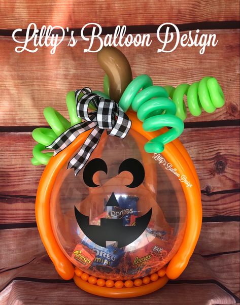 Halloween Filled Balloons, Halloween Balloon Gift Ideas, Halloween Stuffed Balloon Ideas, Halloween Bubble Balloons, Halloween Stuffed Balloon, Halloween Bobo Balloons, Halloween Balloon Bouquet, Fall Balloon Decor, Stuffed Balloon Ideas Gifts