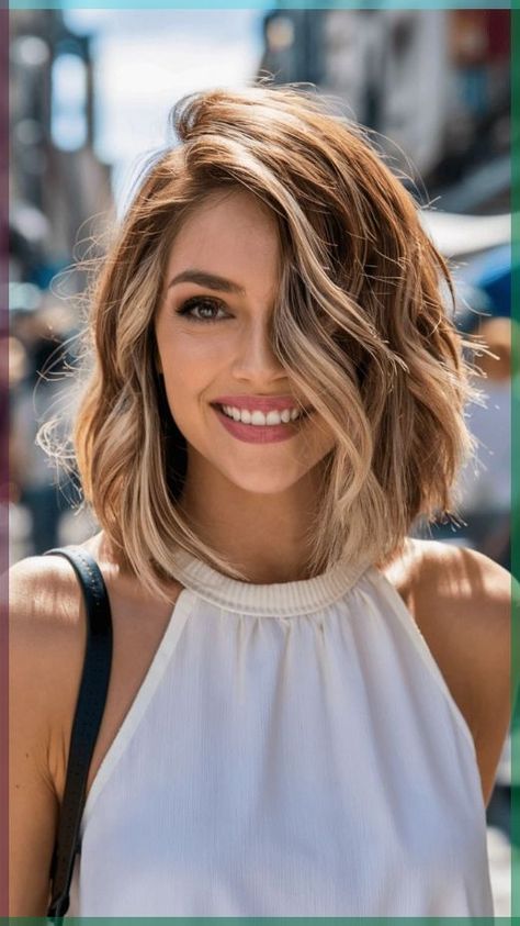 #ShortHair#HairCut#HairTrends#trendingNow Wavy Lob Hair, Long Bob Haircut 2024 Trends, Fall Hair Shoulder Length, 2024 Fall Hair Trends For Women, Fall Short Hair, Shorthair Haircut, Long Bobs, Long To Short Hair, Choppy Bob Hairstyles