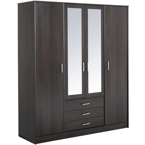 Customer Image Zoomed Smart Wardrobe, 4 Door Wardrobe, Wooden Cupboard, Wardrobe Solutions, Ideal Wardrobe, Wood Finishes, Wood Finish, Bedroom Furniture, Cupboard