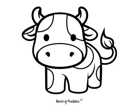 Cow Drawing Easy, Cow Coloring Pages, Cow Tattoo, Cow Drawing, Cow Colour, Easy Coloring Pages, Baby Cows, Cute Coloring Pages