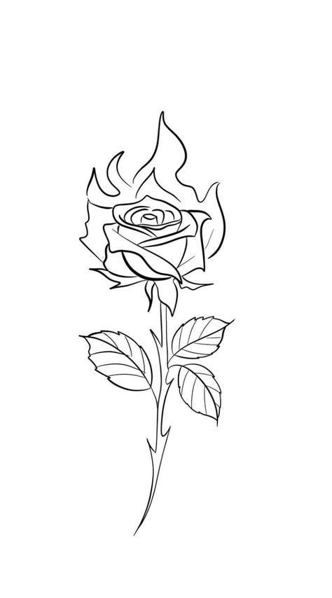 Tattoo Stencils Outline Design, Tattoo Outline Drawing Stencil, Easy Tattoos To Draw, Rose Tattoo Stencil, Tato Minimal, Rose Drawing Tattoo, Simple Tattoos For Guys, Rose Tattoos For Men, Tattoo Outline Drawing