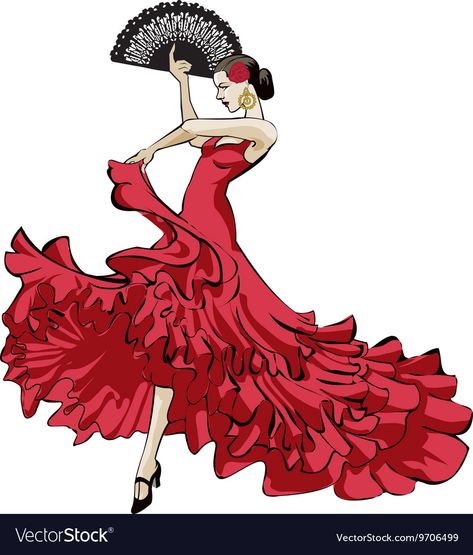 Flamenco dancer Royalty Free Vector Image - VectorStock Ballerina Art Paintings, Dancer Drawing, Dance Vector, Dancer Poses, Spanish Dancer, Flamenco Dancer, Dancing Drawings, Ballerina Art, Dancers Art