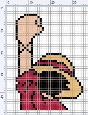 Luffy Art, Modele Pixel Art, Graph Crochet, Easy Pixel Art, Pixel Art Templates, Pixel Drawing, Pixel Crochet, Pixel Art Grid, Pix Art