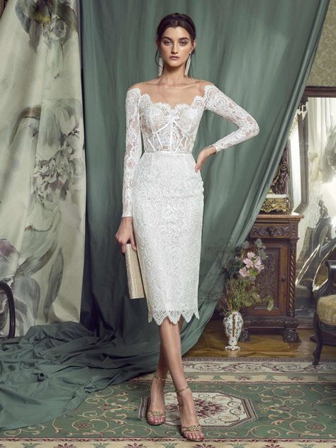 Formal Dresses Plus Size, Pretty Formal Dresses, Dresses Knee Length, Civil Wedding Dresses, Ever Pretty, Dresses Plus Size, Engagement Dresses, Gala Dresses, Lace Sheath Dress