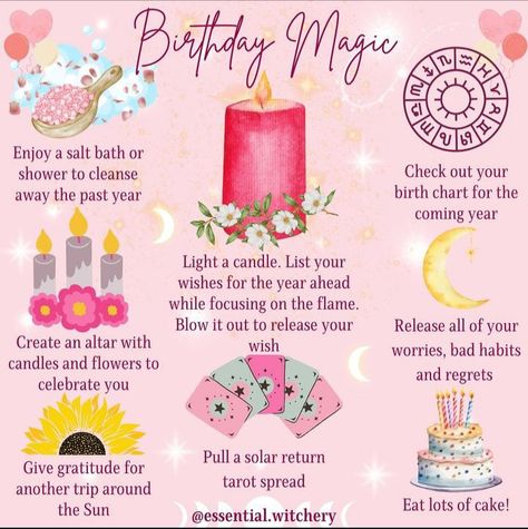 Spiritual Birthday Rituals, Birthday Rituals Witchcraft, Birthday Rituals Magick, Witch Birthday Ritual, Birthday Witchcraft, Birthday Rituals, Witchy Birthday, Birthday Magic, Goddess Magick