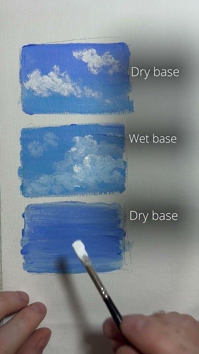 Painting Cloud Tutorial, Easy Cloud Painting Step By Step, Wispy Clouds Painting, Painting Clouds With Acrylics, Paint Sky Tutorial, Cloud Paintings Acrylic, How To Paint A Cloud, How To Make Clouds Painting, Acrylic Paint Clouds