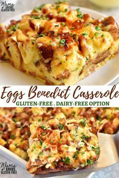 Gluten Free Eggs Benedict, Easy Overnight Breakfast Casserole, Easy Overnight Breakfast, Dairy Free Breakfast Casserole, Burrito Vegan, Benedict Casserole, Eggs Benedict Casserole, Recipe For Hollandaise Sauce, Menu Sarapan Sehat