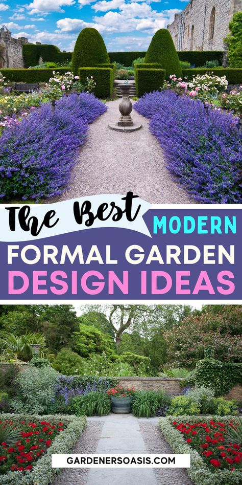 I have some serious formal garden design goals, so these formal garden ideas are coming in super handy. Definitely read this if you need geometric formal garden design ideas motivation. Learn more about formal gardens, formal garden landscaping, formal garden focal points, and formal garden design layout at gardenersoasis.com. Formal Garden Design Layout, Formal Garden Design, Budget Landscaping, English Garden Design, Garden Design Layout, Formal Garden, Low Maintenance Landscaping, Garden Design Ideas, Formal Gardens