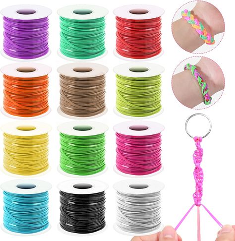 Plastic Lanyard String, Mckanti 12 Packs Plastic Lacing Cord Gimp String Kit for Keychain, Bracelets, Beading and Jewelry Making, DIY Craft Plastic Lanyard, Plastic Lace, Jewelry Making Cord, Pvc Material, Sewing Stores, Bead Crafts, Leather And Lace, Leather Craft, Bracelet Making