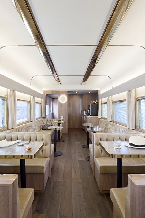 Australian Interior Design Awards Train Restaurant Interior, Bus Restaurant Interior Design, Modern Train Interior, Bus Cafe Design, Bus Interior Design, Train Interior Design, Bus Cafe, Bus Restaurant, Coffee Bus