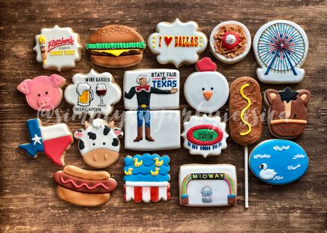 State Fair Cookies, Fair Cookies, Texas Stadium, Texas State Fair, Sugar Cookie Cakes, Texas State, State Fair, Birthday Cookies, 6th Birthday