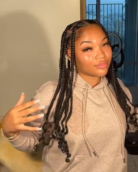 Pinterest: coldheartbarbie ⚡️ [Video] | Box braids hairstyles for black women, Braids hairstyles pictures, Braided cornrow hairstyles Knotless Curls, Coi Leray Braids, Jumbo Knotless, Short Box Braids Hairstyles, Jumbo Box Braids, Big Box Braids, Big Box Braids Hairstyles, Short Box Braids, Hairstyles Natural Hair