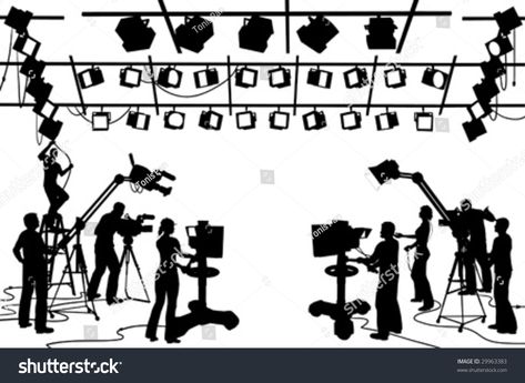 Vector clip art set of TV channel studio crew, including cameras, lights, camera men, technicians and recordist #Ad , #ad, #TV#channel#studio#set Movie Producer, Post Production Studio, White Camera, Clip Art Pictures, Camera Art, Free Cartoons, Movie Director, Film Studio, Film Producer