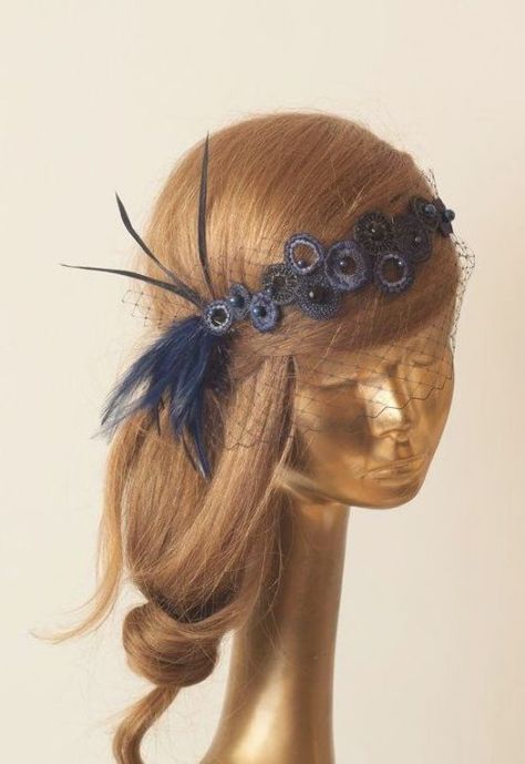 BIRDCAGE VEIL. Navy Blue Veil .Vintage Wedding Headpiece with beautiful,delicate Guipure LACE .Bridal Fascinator Vintage Wedding Headpiece, Vintage Wedding Veil, Wedding Veils Headpieces, Wedding Headpiece Vintage, Diy Wedding Veil, Blue Veil, Wedding Veil Vintage, Veil Headpiece, Vintage Veils