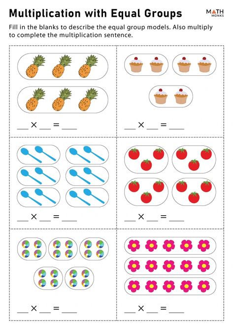 Equal Groups Multiplication Worksheets - Math Monks Multiplication Equal Groups Worksheet, Multiplication Activity For Grade 2, Multiplication Grade 2, Multiplication Worksheets Grade 1, Multiplication Grouping, Easy Multiplication Worksheets, Multiplication Worksheets For Grade 2, Multiplication Equal Groups, Equal Groups Multiplication