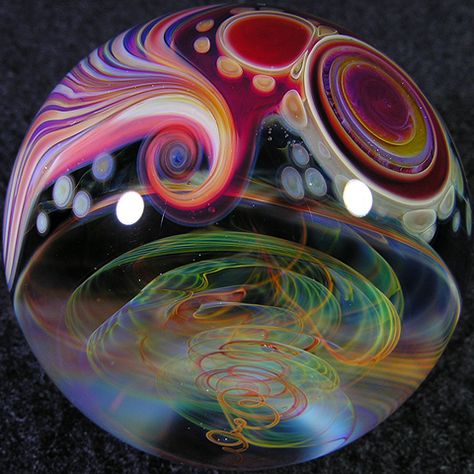 Color Theory Therapy| Serafini Amelia| " Colorful"| Mike Gong - 'Candy Factory' I don't know what it is about this marble, but no matter how long I look at it, it seems to be chagrinned. #catherineclinch Kristina Webb, Candy Factory, Blown Glass Art, Art Glass Paperweight, Marble Art, Chihuly, Gorgeous Glass, Glass Marbles, Home Activities