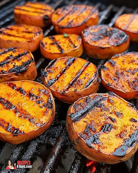 Grilled Sweet Potatoes Sweet Potato Recipes Grilled, Sweet Potato On Bbq, Grilled Sweet Potatoes In Foil, Sweet Potatoes On Grill, Grill Sweet Potatoes, Sweet Potato Bbq, Glazed Sweet Potatoes, Sweet Potato Recipes Healthy, Grilled Sweet Potatoes