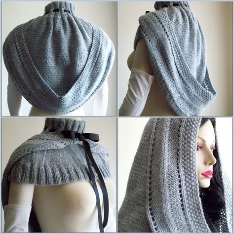 Capas hermosas. Hooded Cowl Pattern, Pola Topi, Hood Pattern, Hooded Cowl, Cowl Pattern, Knitted Hood, Diy Knitting, True Blue, Knitting Inspiration